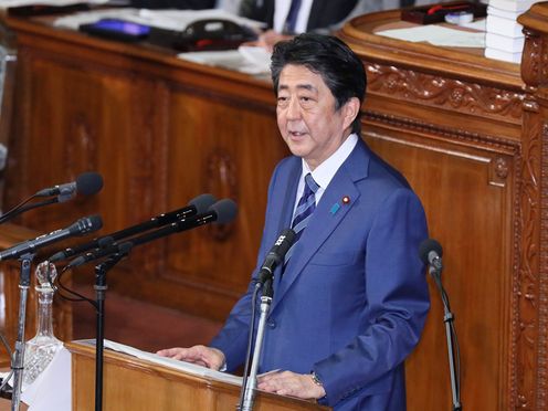 Photograph of the Prime Minister delivering a policy speech during the plenary session of the House of Representatives