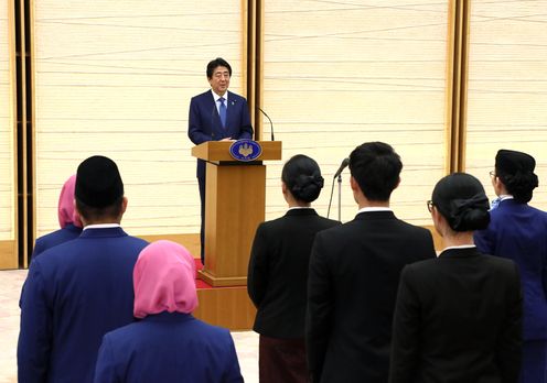 Photograph of the Prime Minister delivering an address