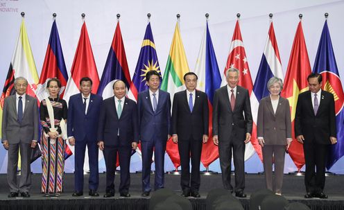 Photograph of the Prime Minister attending a photograph session at the ASEAN Plus Three Summit Meeting