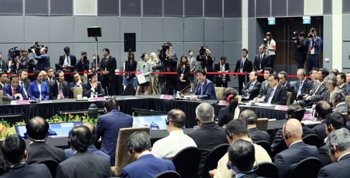 Photograph of the Prime Minister making a statement at the ASEAN Plus Three Summit Meeting