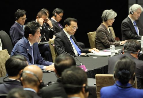 Photograph of the Prime Minister making a statement at the ASEAN Plus Three Summit Meeting