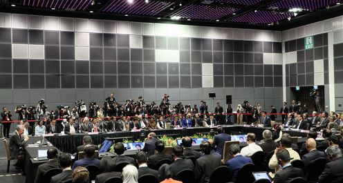 Photograph of the Prime Minister making a statement at the ASEAN Plus Three Summit Meeting