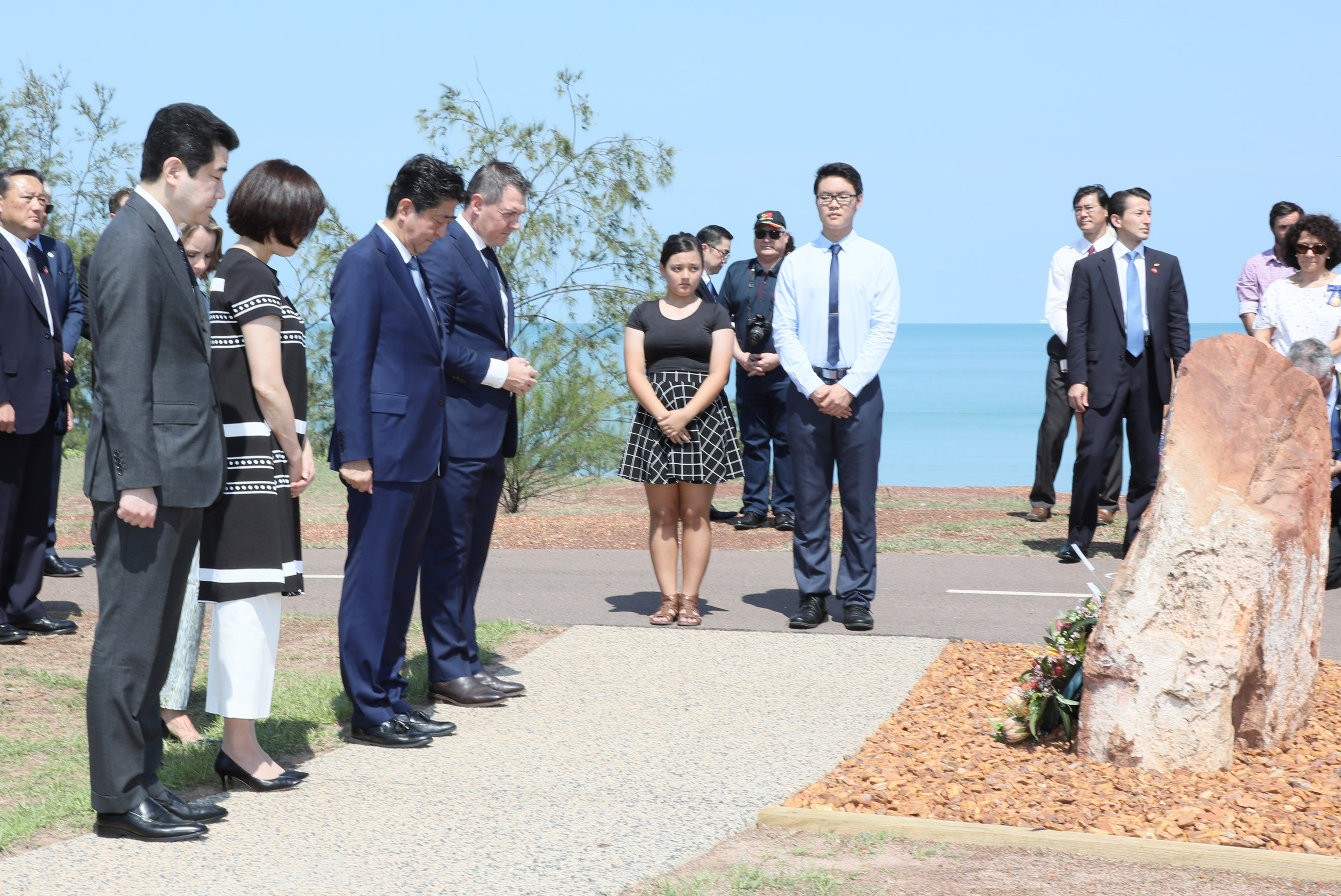Photograph of the Prime Minister observing a moment of silence