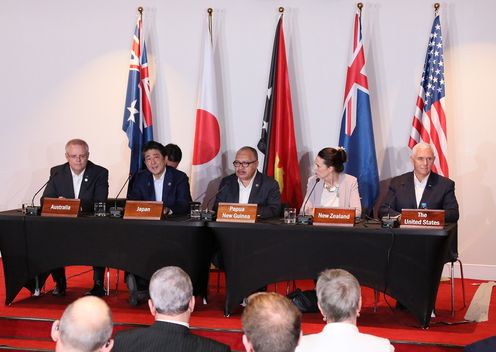 Photograph of the signing ceremony for the joint statement on The Papua New Guinea Electrification Partnership