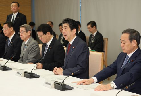 Photograph of the Prime Minister delivering an address