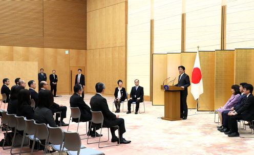 Photograph of the Prime Minister delivering an address