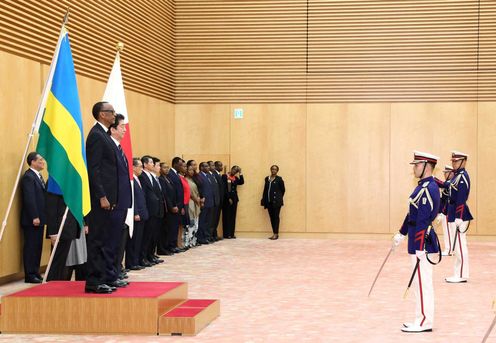 Photograph of the salute and the guard of honor ceremony