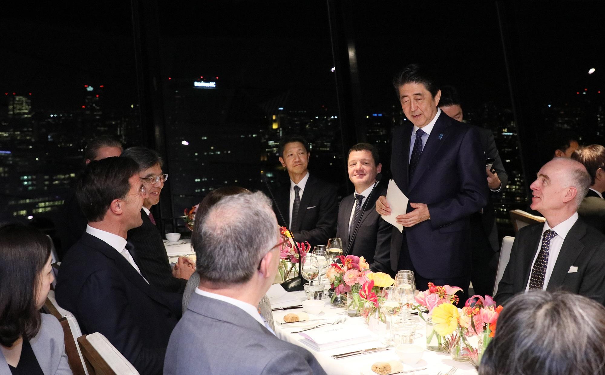 Photograph of the Prime Minister delivering an address at the dinner