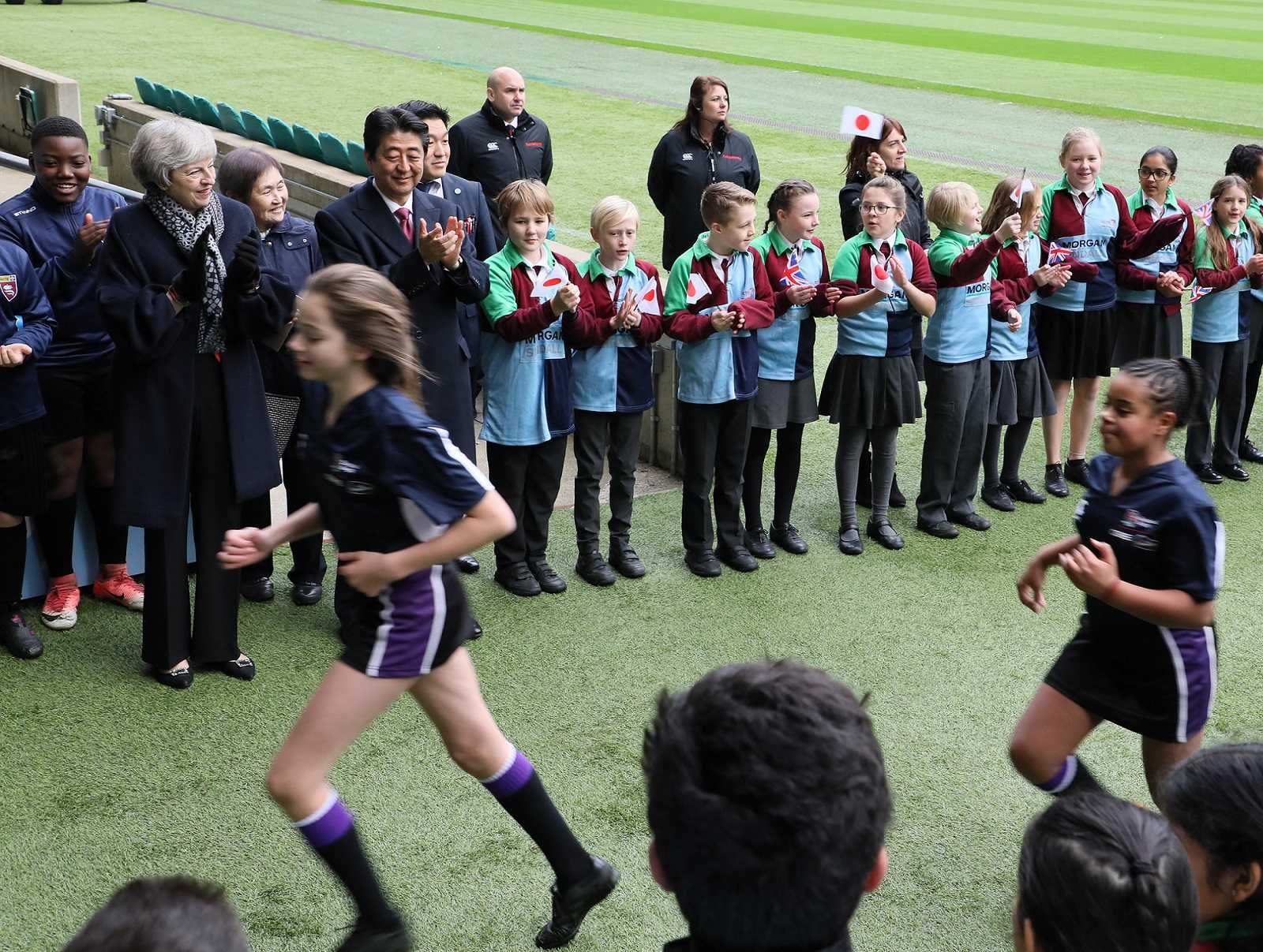 Photograph of the Prime Minister attending a children’s rugby tournament