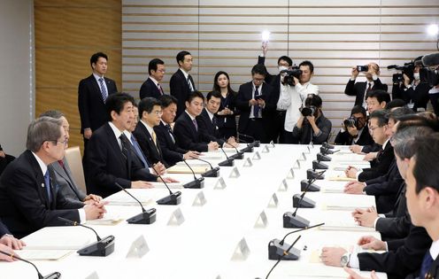 Photograph of the Prime Minister delivering an address