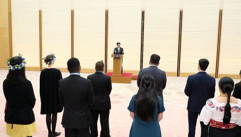 Photograph of the Prime Minister delivering an address