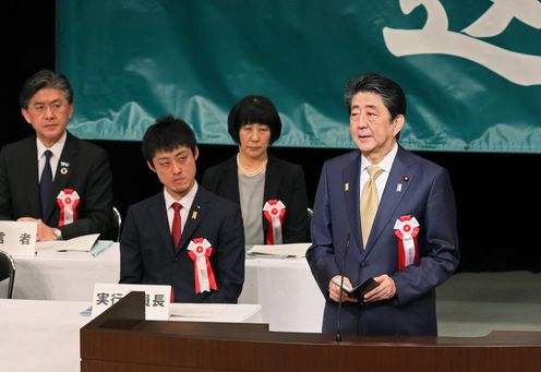 Photograph of the Prime Minister delivering an address