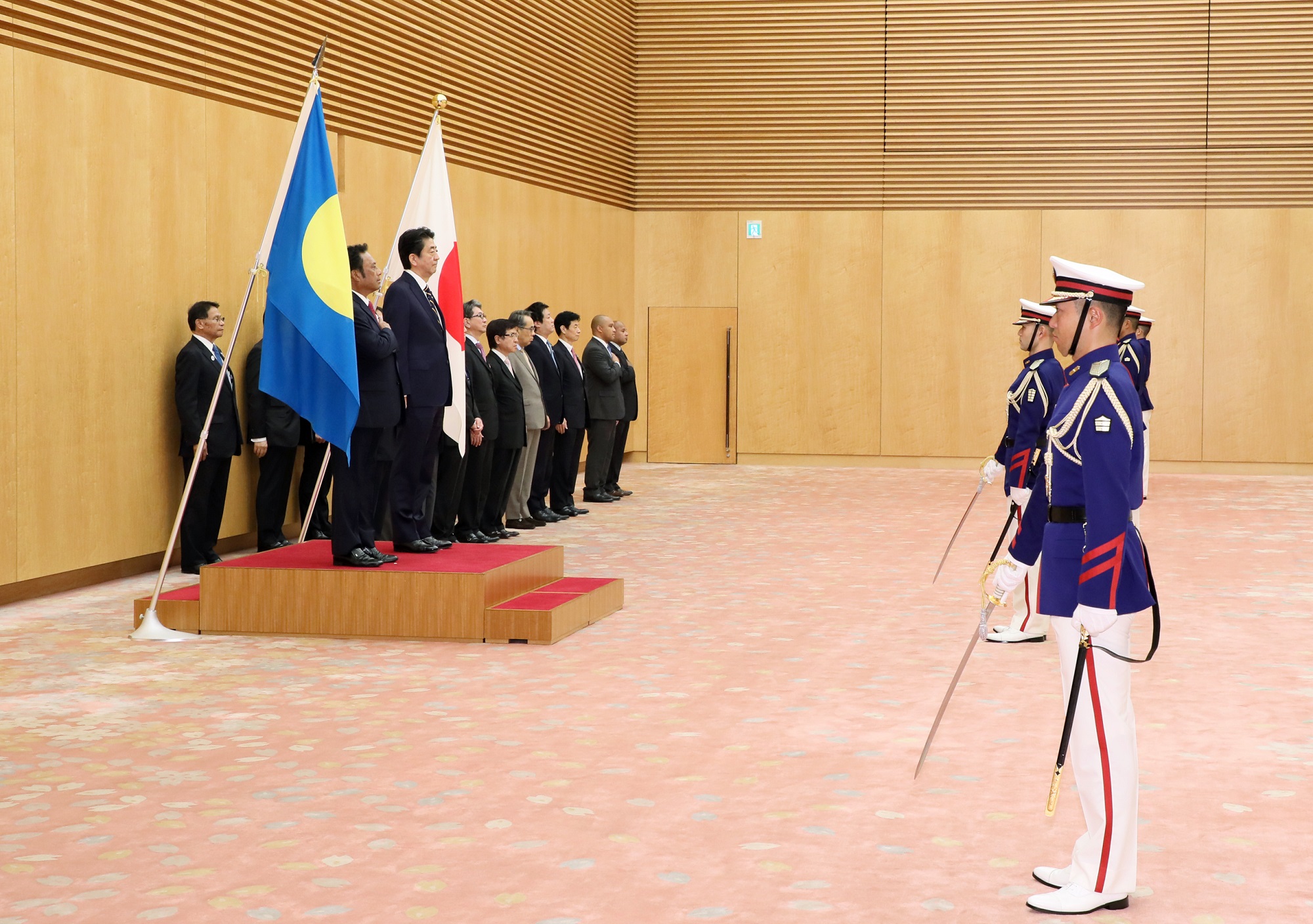 Photograph of the salute and the guard of honor ceremony