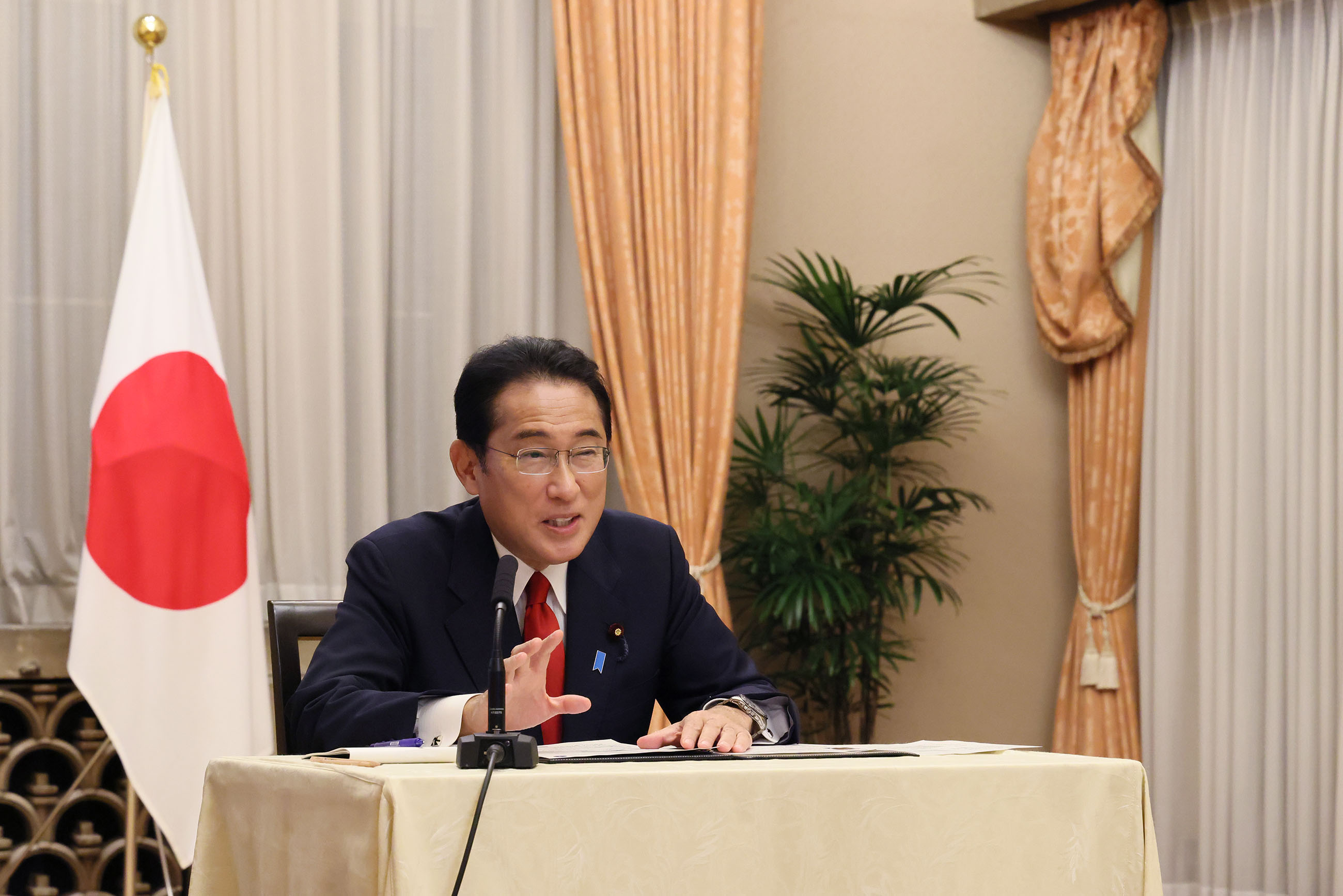 Photograph of the Japan-Tanzania Video Summit Meeting (2)