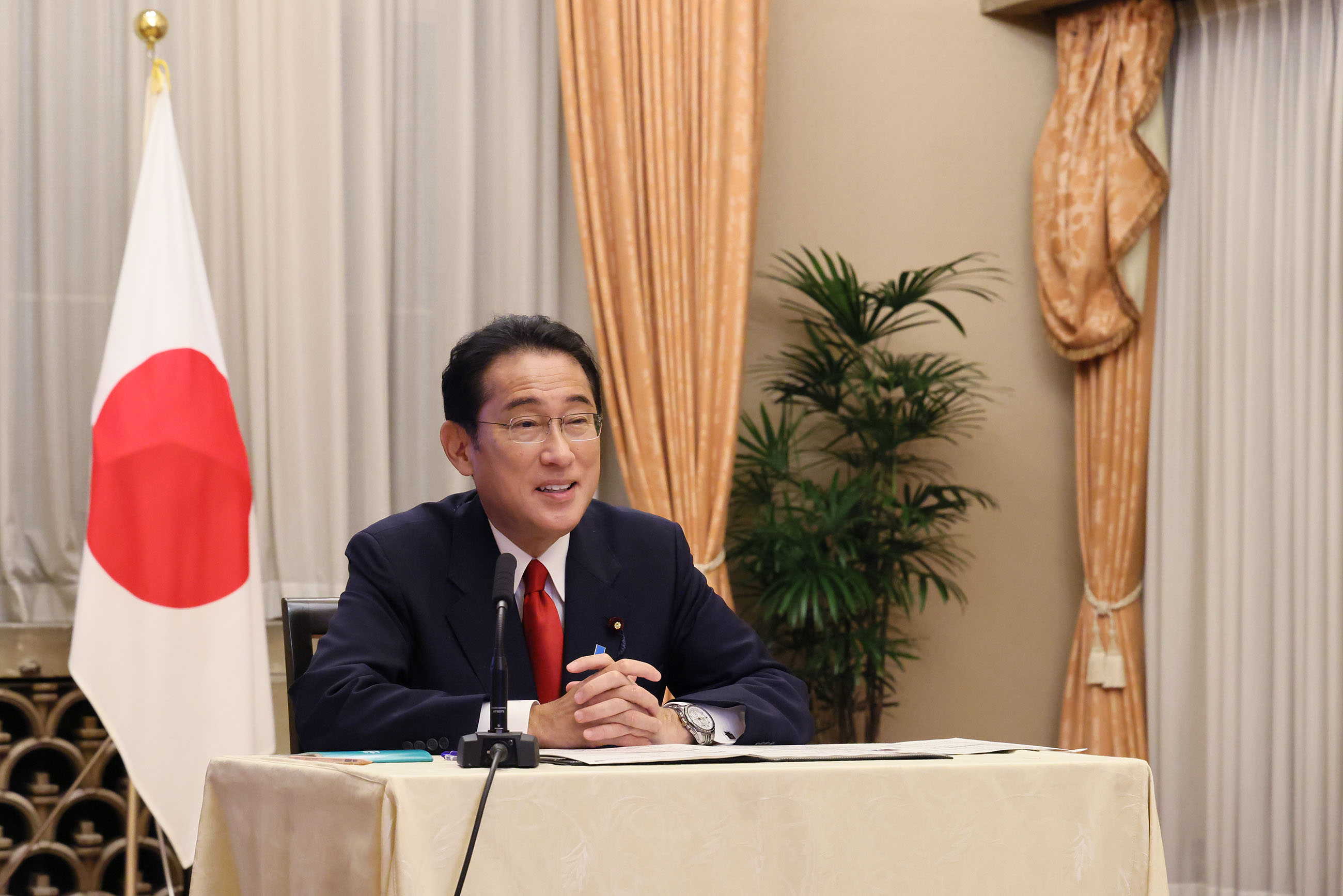 Photograph of the Japan-Egypt Video Summit Meeting (2)