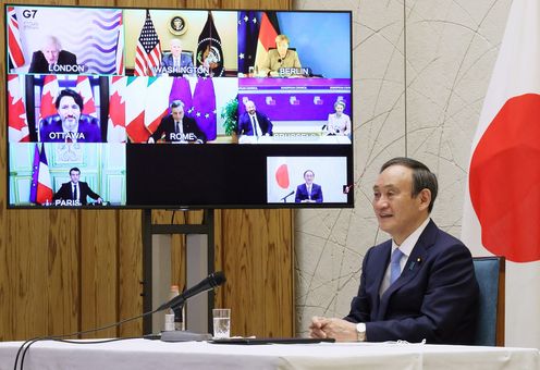 Photograph of the Primie Minister attending the video conference (1)