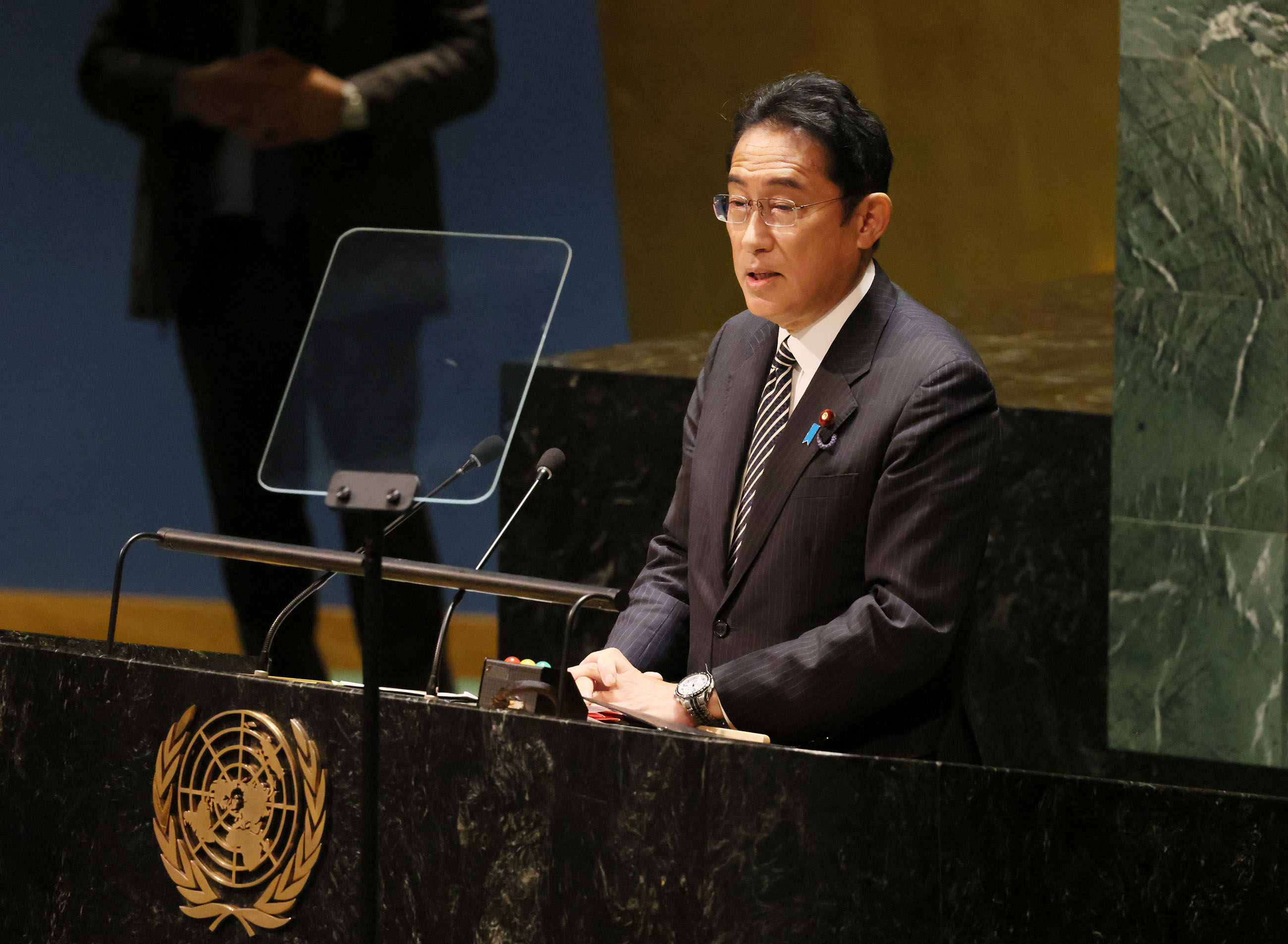 Photograph of the Prime Minister delivering a speech at the general debate of the NPT Review Conference (2)