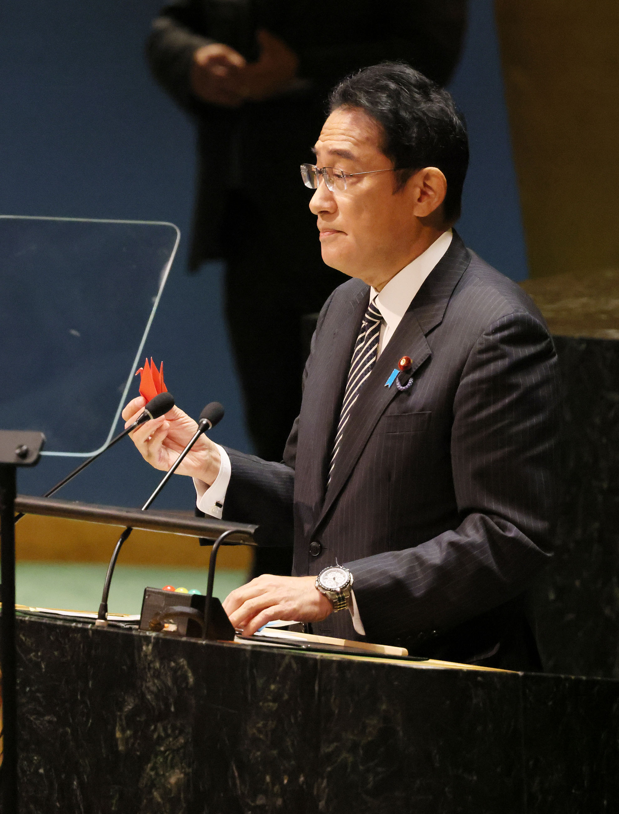 Photograph of the Prime Minister delivering a speech at the general debate of the NPT Review Conference (4)