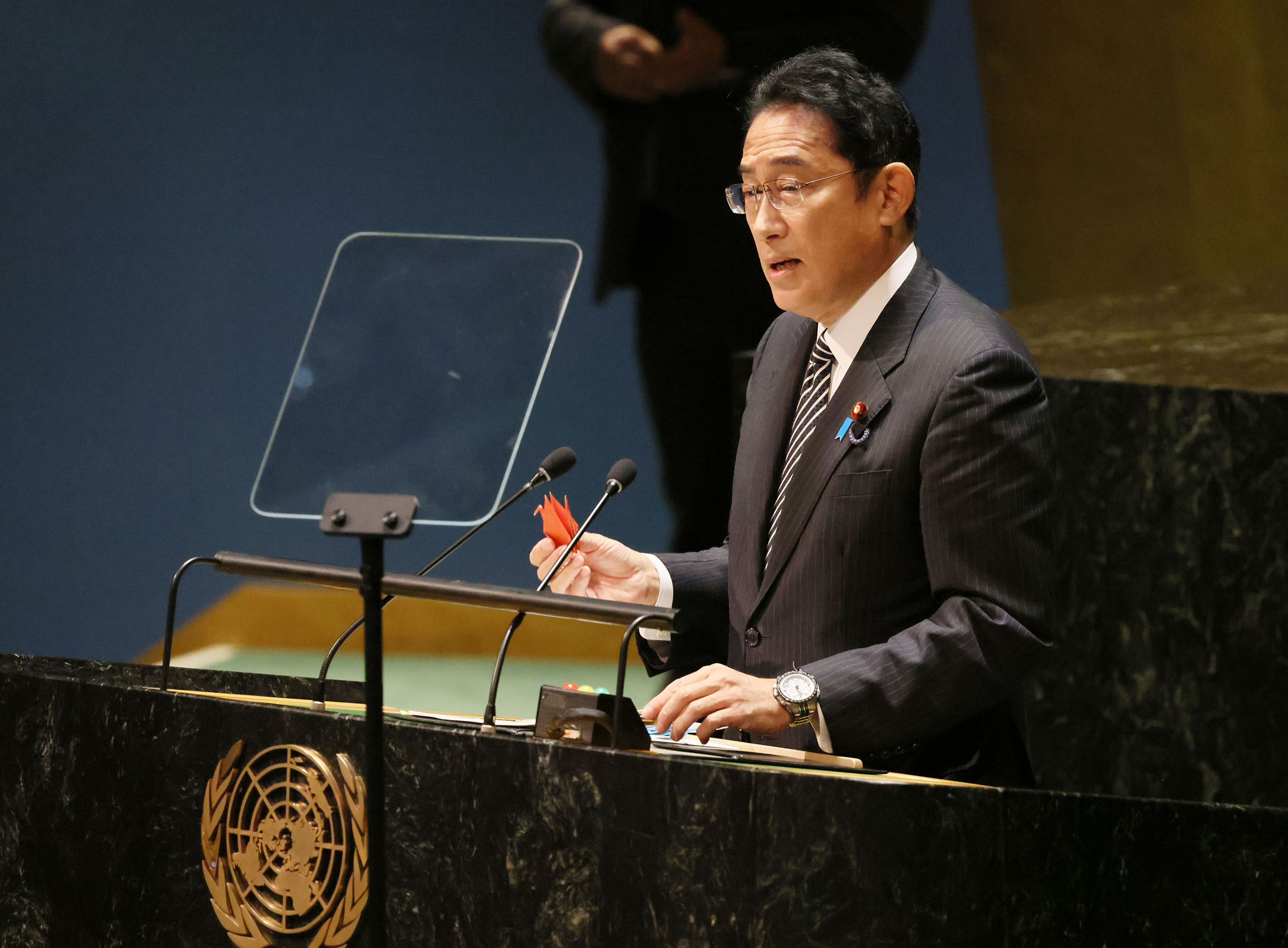 Photograph of the Prime Minister delivering a speech at the general debate of the NPT Review Conference (5)