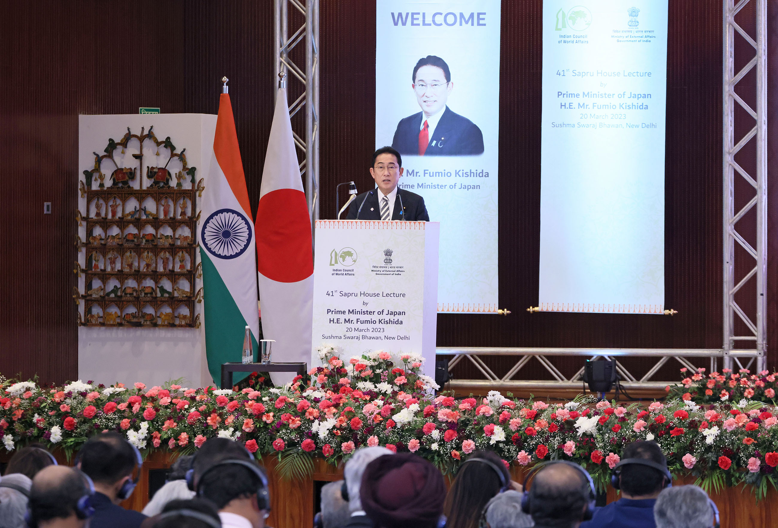 Prime Minister Kishida delivering a policy speech at the Indian Council of World Affairs (ICWA) (3)