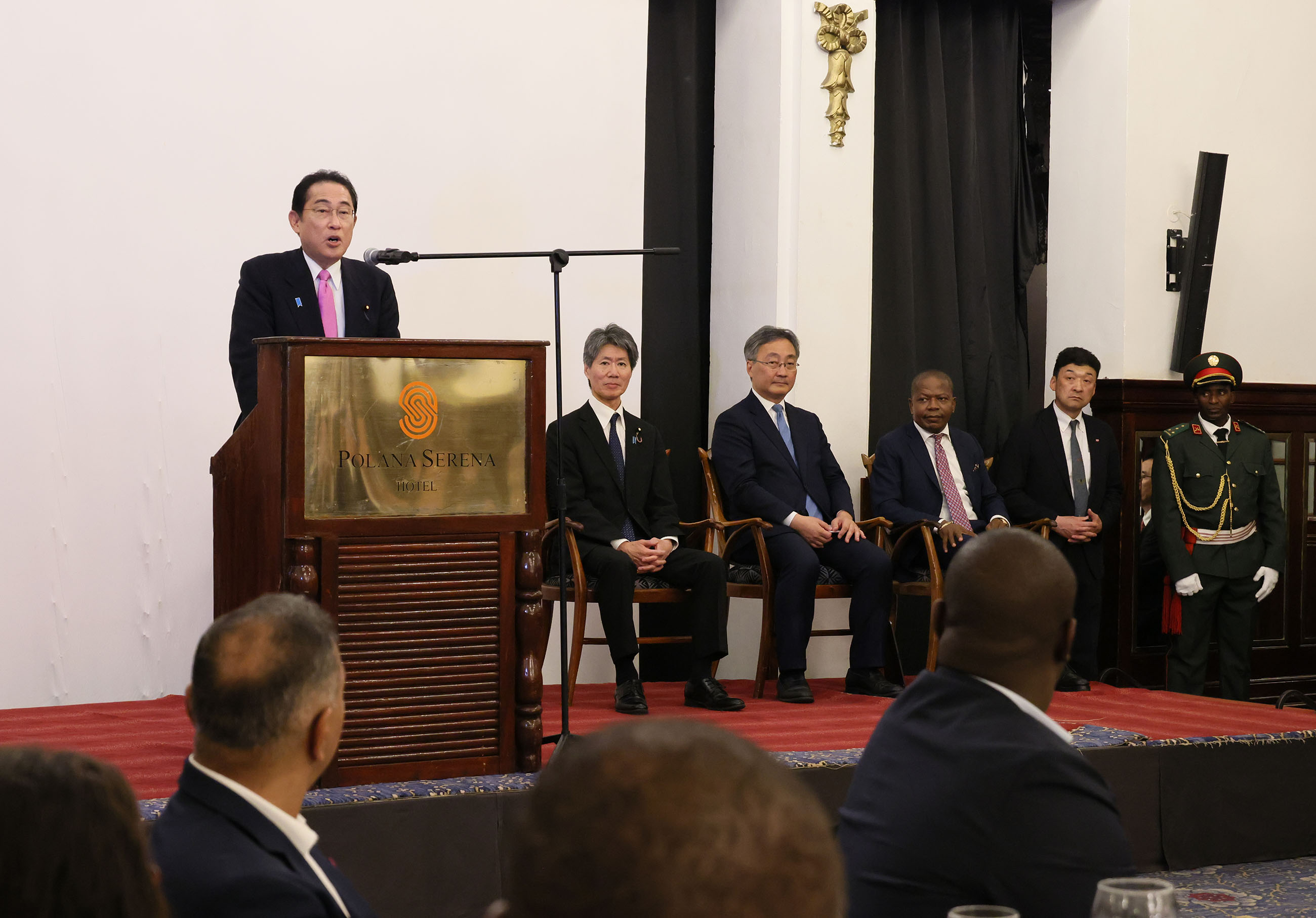 Prime Minister Kishida delivering an address at the Japan-Mozambique Business Exchange Meeting (1)