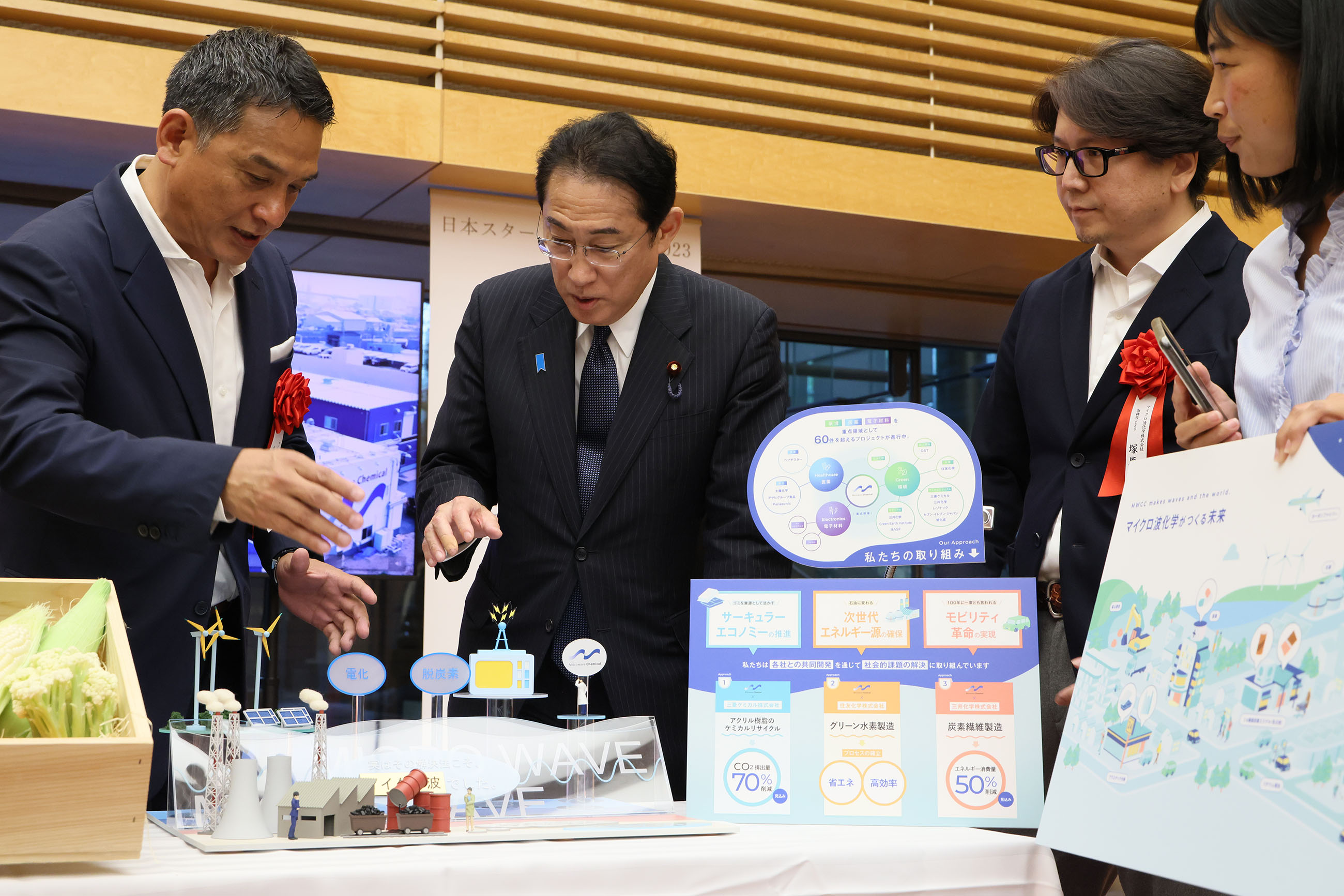 Prime Minister Kishida viewing the exhibition booth of award winners (5)