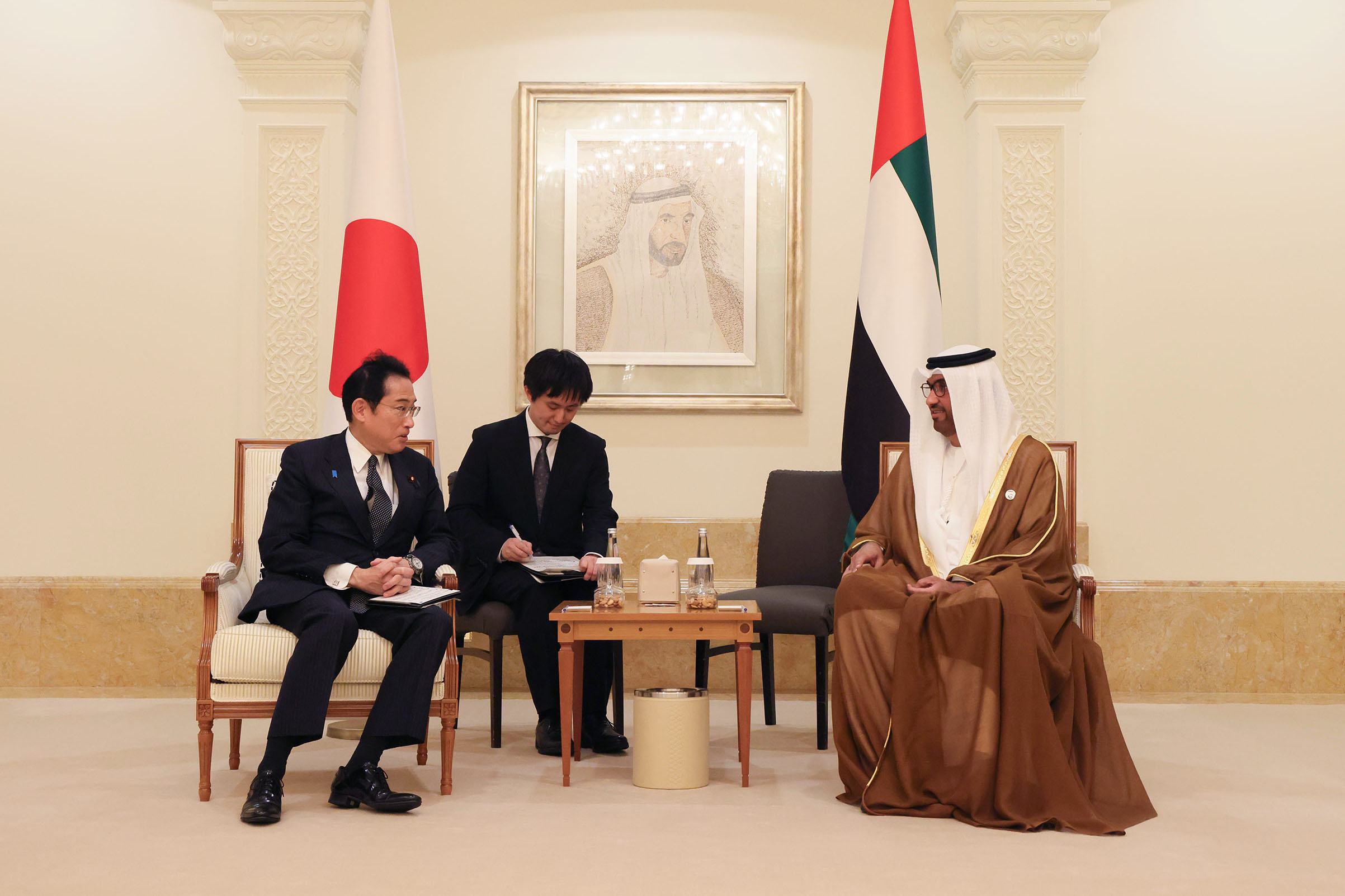 Prime Minister Kishida holding a meeting with Minister of Industry and Advanced Technology Sultan Ahmed Al Jaber