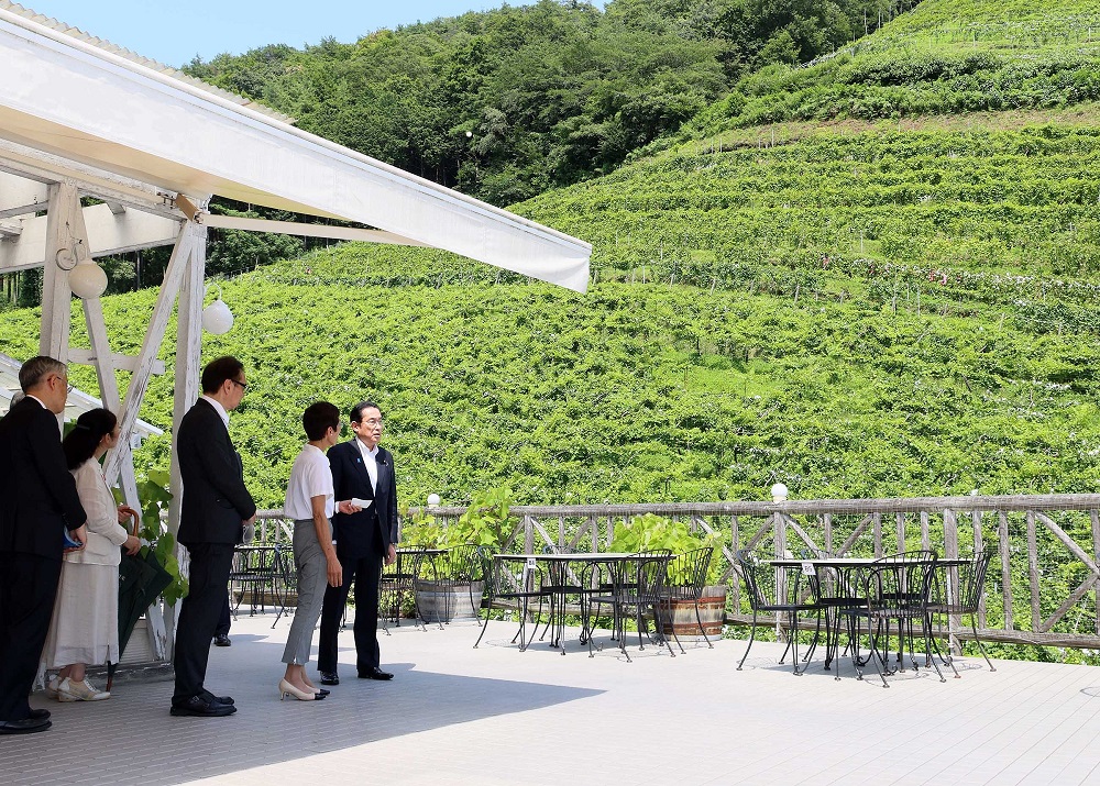 Prime Minister Kishida taking a tour around Kokoromi Gakuen and Coco Farm and Winery (3)