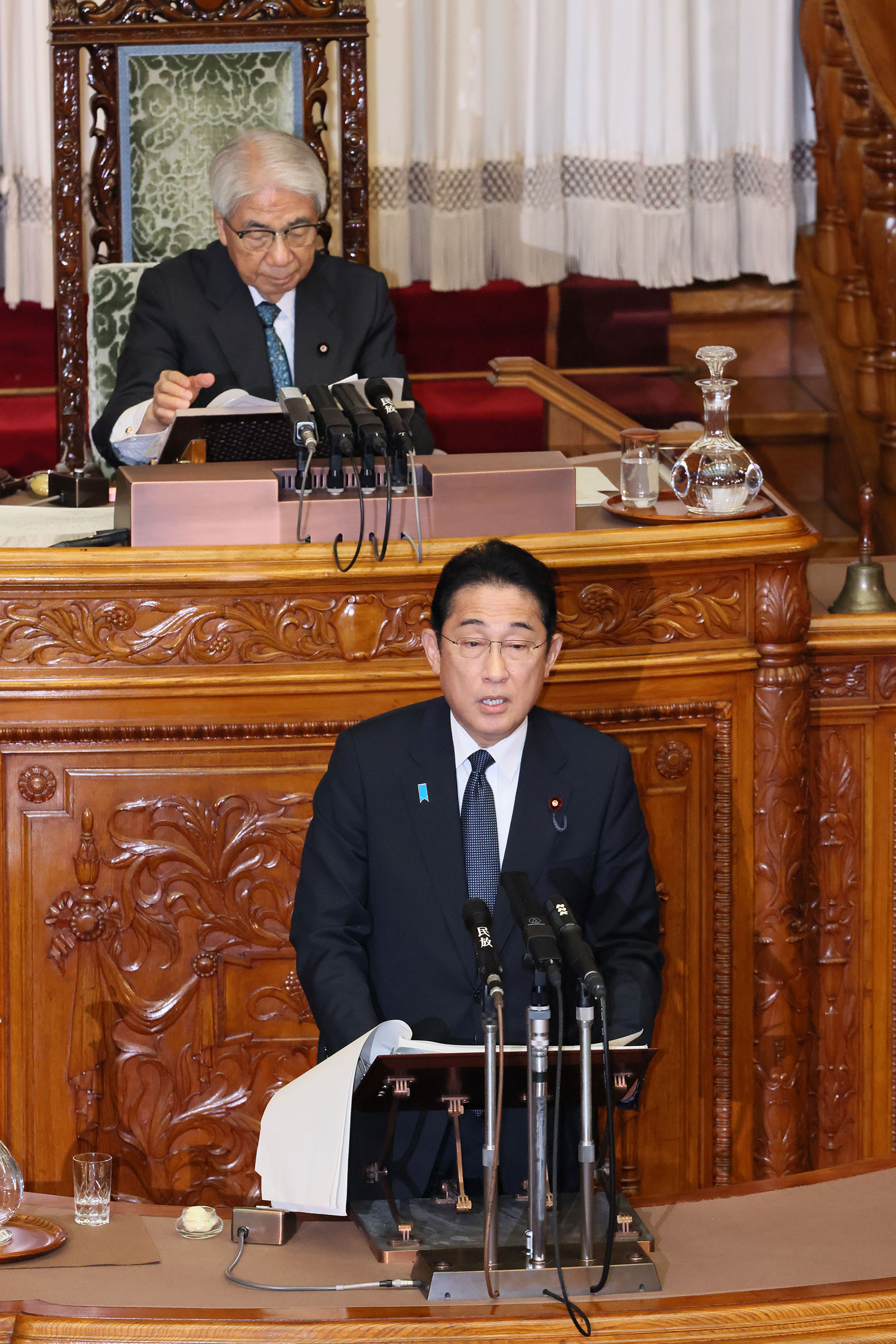 Prime Minister Kishida delivering a policy speech during the plenary session of the House of Councillors (6)