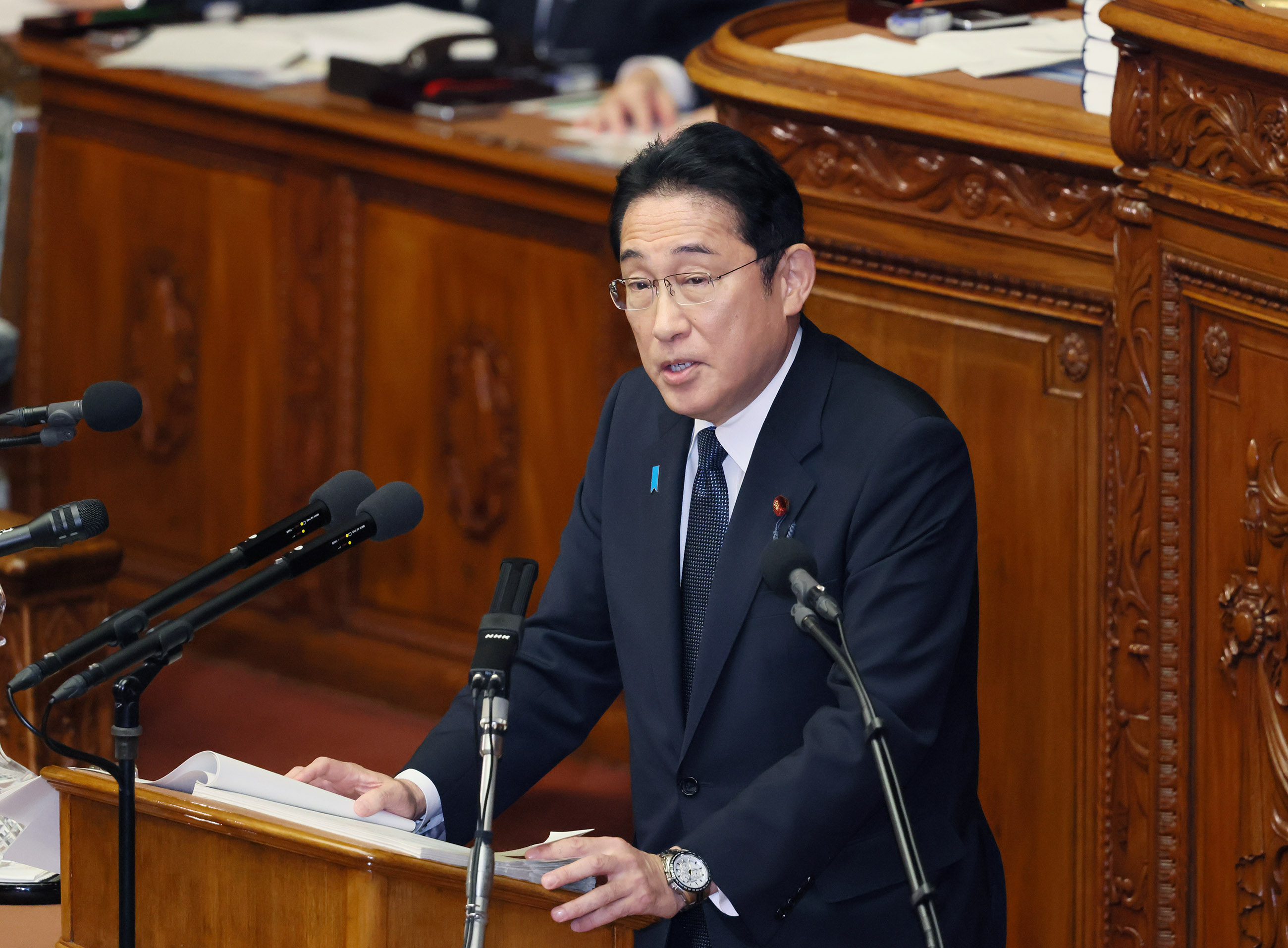 Prime Minister Kishida delivering a policy speech during the plenary session of the House of Representatives (8)