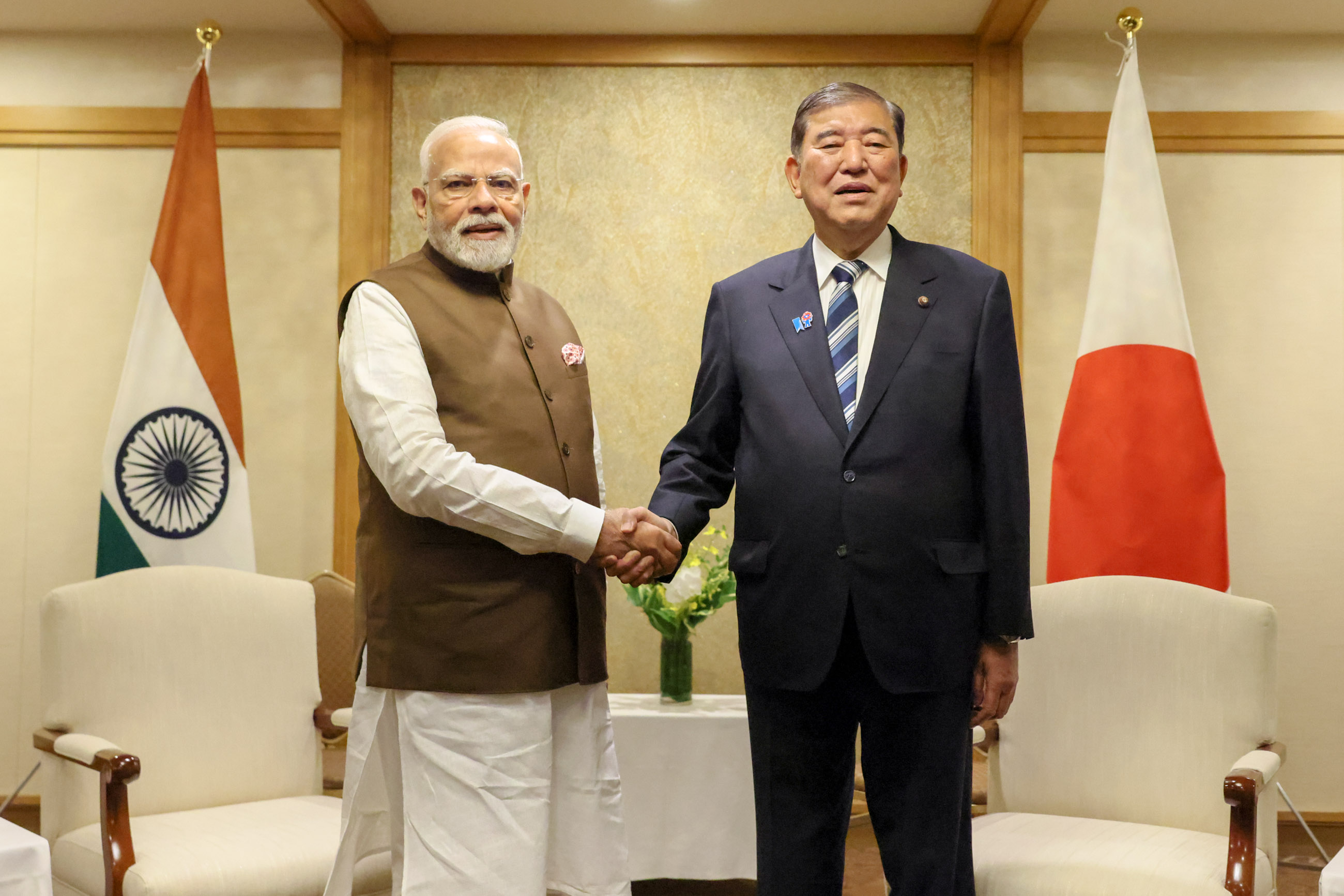 The two leaders having a conversation