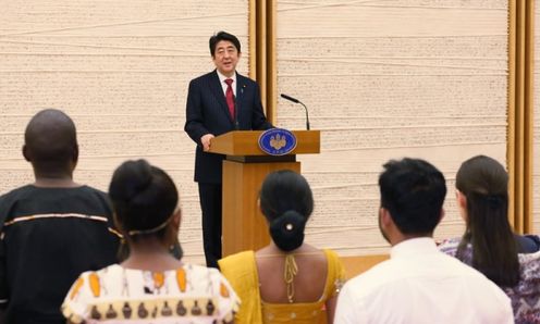 Photograph of the Prime Minister delivering an address