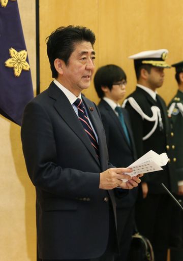 Photograph of the Prime Minister delivering an address