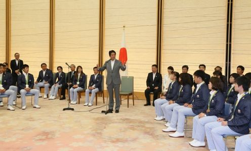 Photograph of the Prime Minister delivering an address