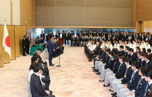 Photograph of the Prime Minister delivering an address