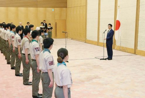 Photograph of the Prime Minister delivering an address