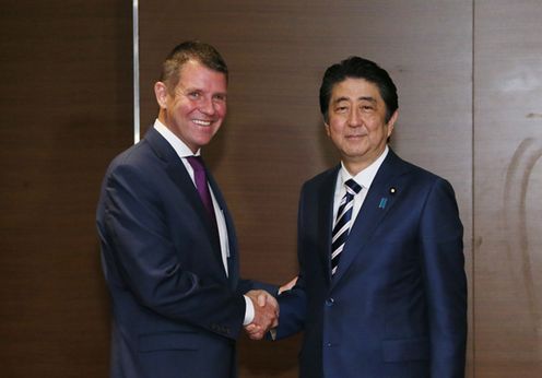 Photograph of the Prime Minister receiving a courtesy call from the Premier of New South Wales (1)