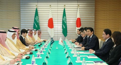 Photograph of the Prime Minister meeting with the Deputy Crown Prince of Saudi Arabia