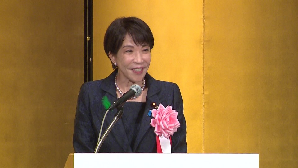 Prime Minister Takaichi delivering an address (1)