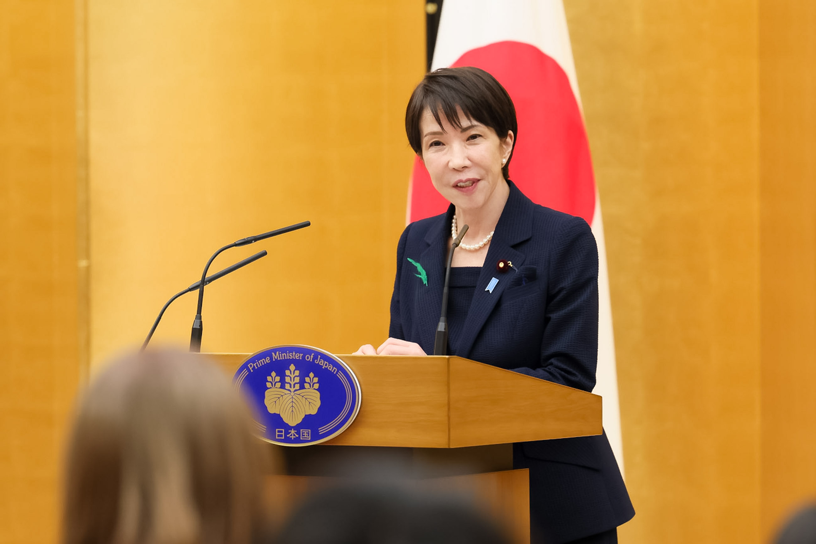 Prime Minister Takaichi delivering an address (1)