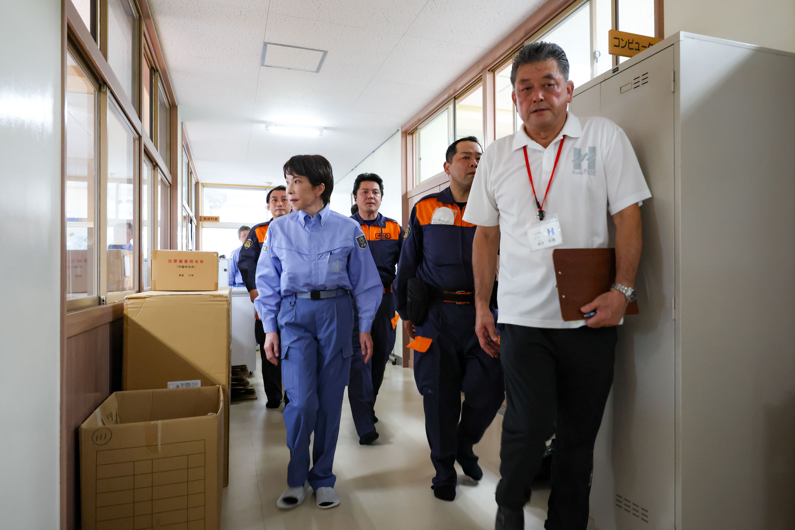Prime Minister TAKAICHI Inspecting an Evacuation Shelter in Hikawa Town (6)