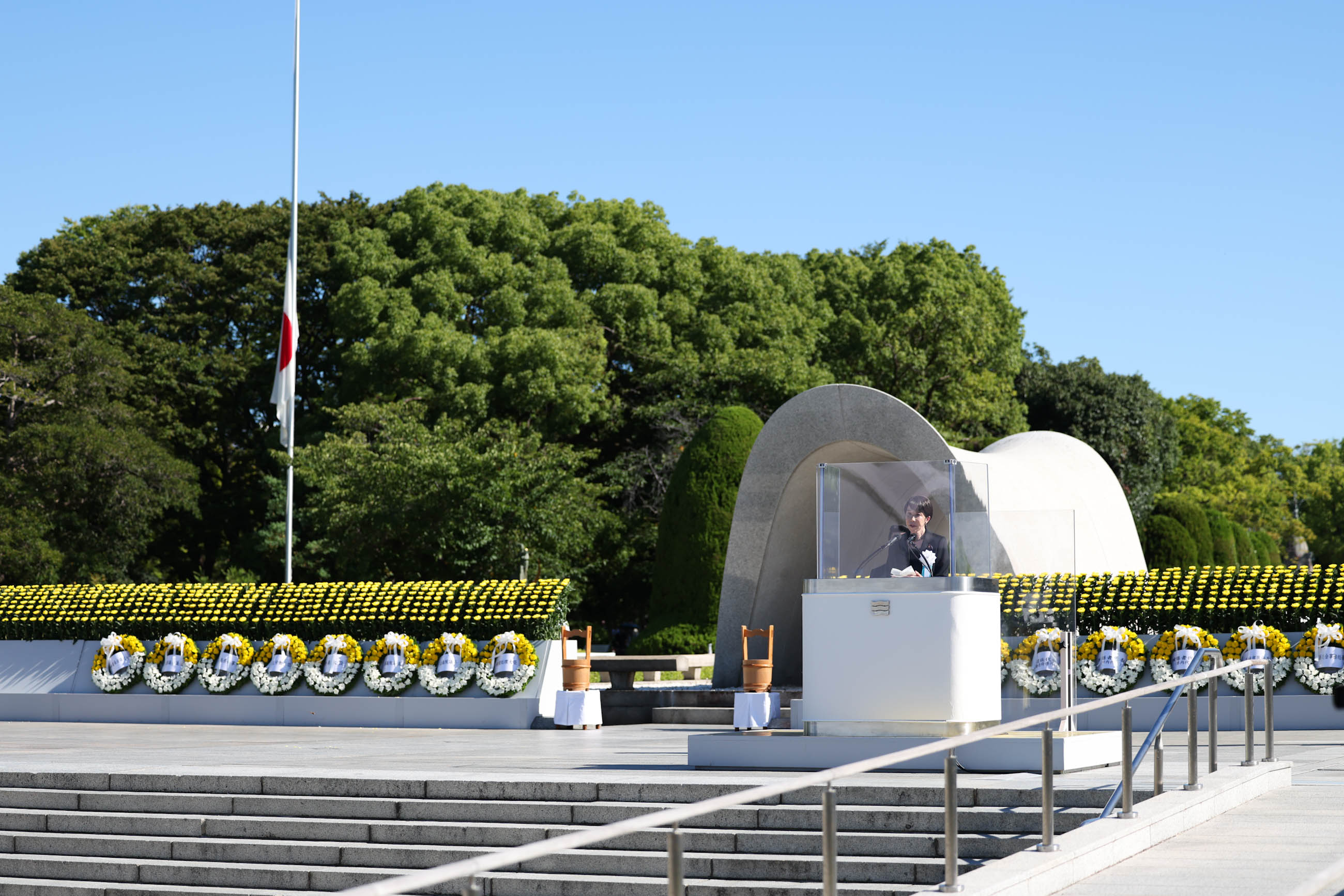 Prime Minister TAKAICHI delivering an address (1)