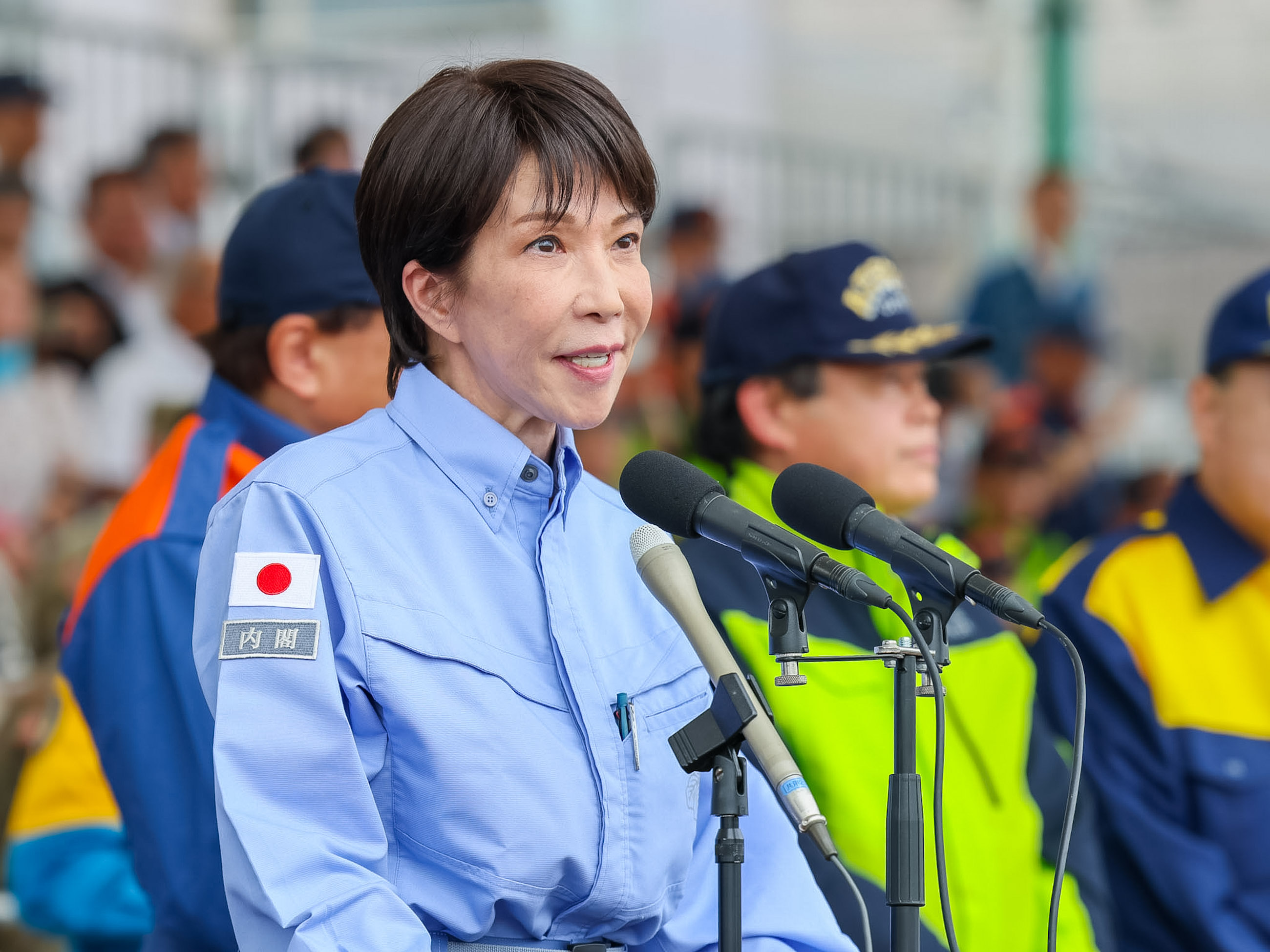 Prime Minister Takaichi delivering an address during the joint disaster management drills by nine local governments in the Kanto region (1)
