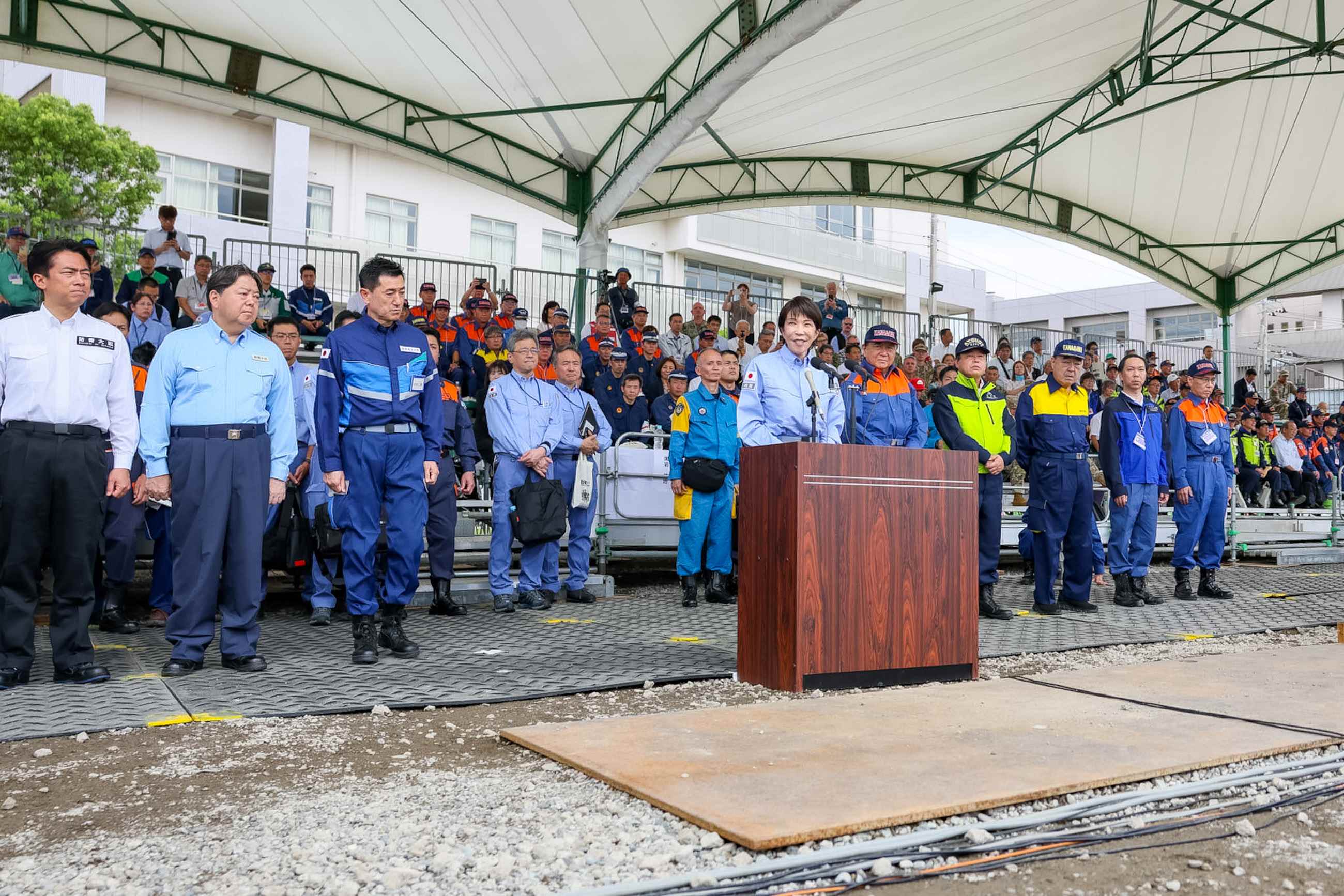Prime Minister Takaichi delivering an address during the joint disaster management drills by nine local governments in the Kanto region (2)