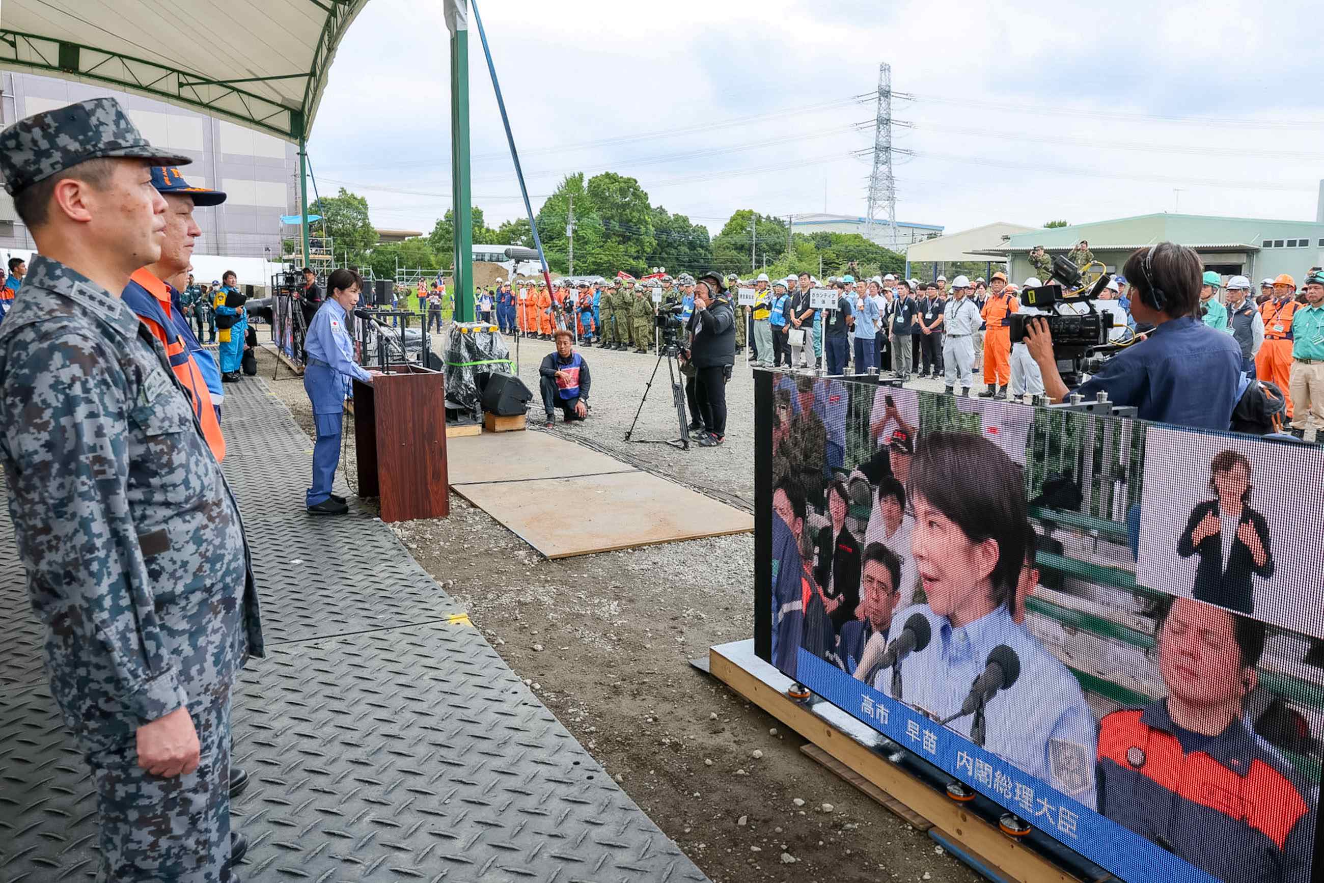 Prime Minister Takaichi delivering an address during the joint disaster management drills by nine local governments in the Kanto region (3)