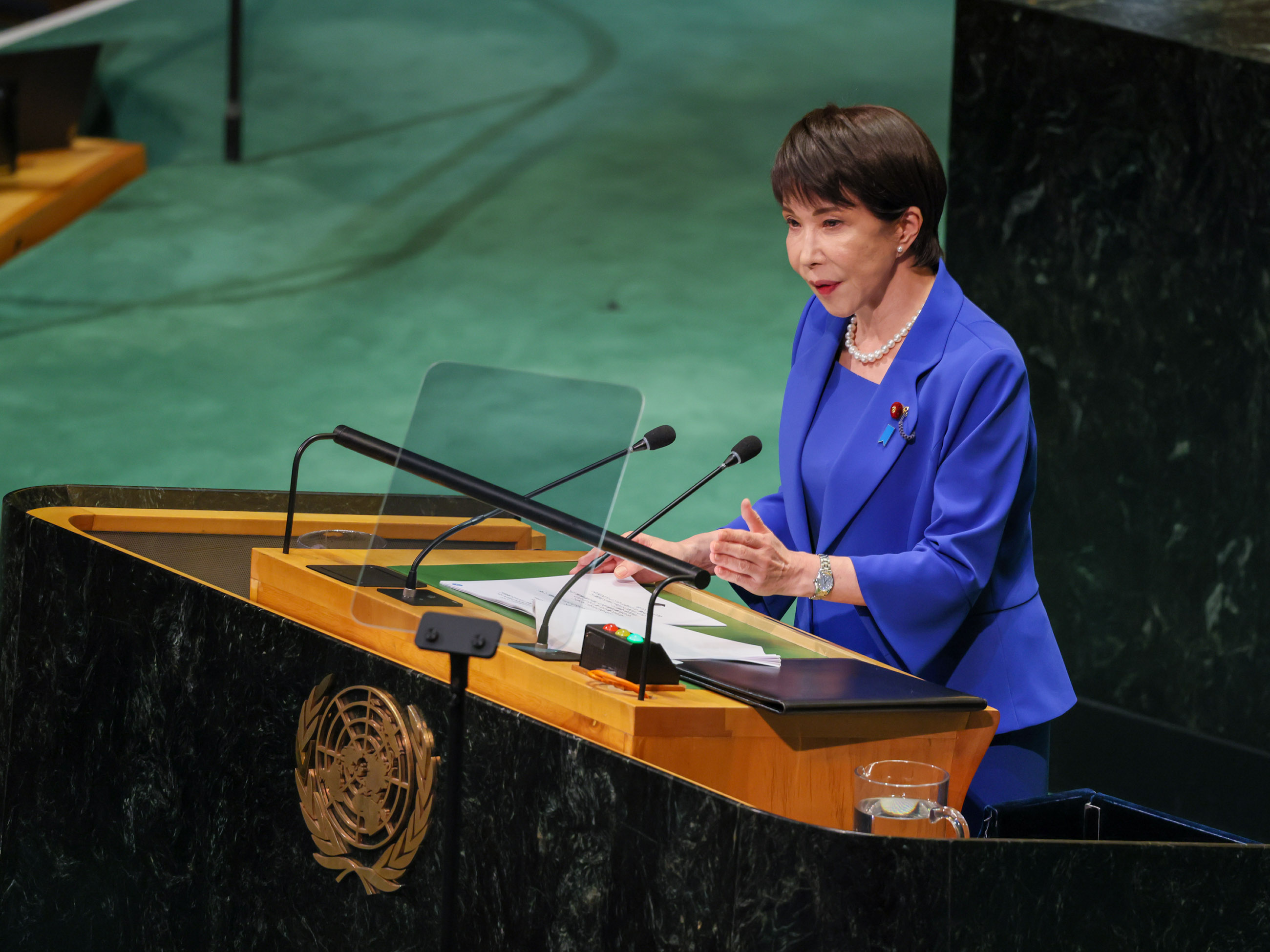 Prime Minister Takaichi delivering an address at the General Debate of the United Nations General Assembly in the General Assembly Hall (1)