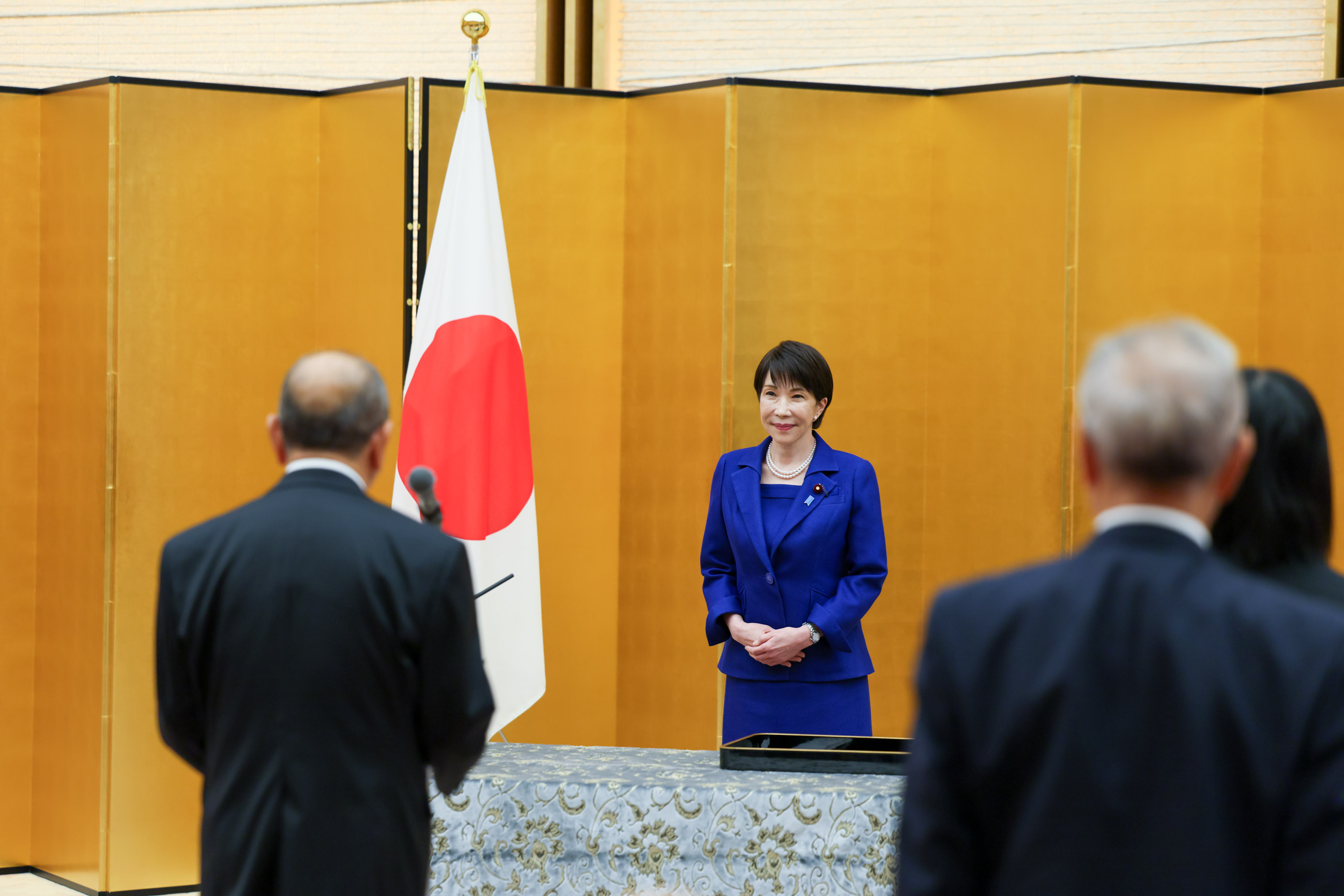 The representative of the award recipients delivering an address