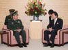 Photograph of Prime Minister Hatoyama holding talks with State Councilor and Minister of National Defense of the People's Republic of China Liang Guanglie