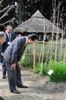 Photograph of the Prime Minister observing an herb garden in the pharmaceutical plant