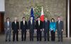 Photograph of the leaders and high-level officials attending a photograph session before the Japan-EU Summit Meeting